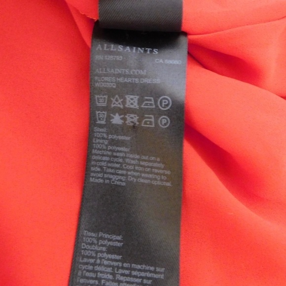 ALLSAINTS Flores Heart Print Wrap Dress Ruched Ruffle Red All Saints X-Small - Picture 15 of 16